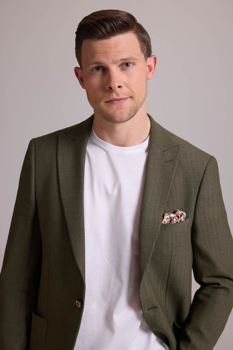 Erkek Yeşil Slim Fit Sivri Yaka Takım Elbise - 7