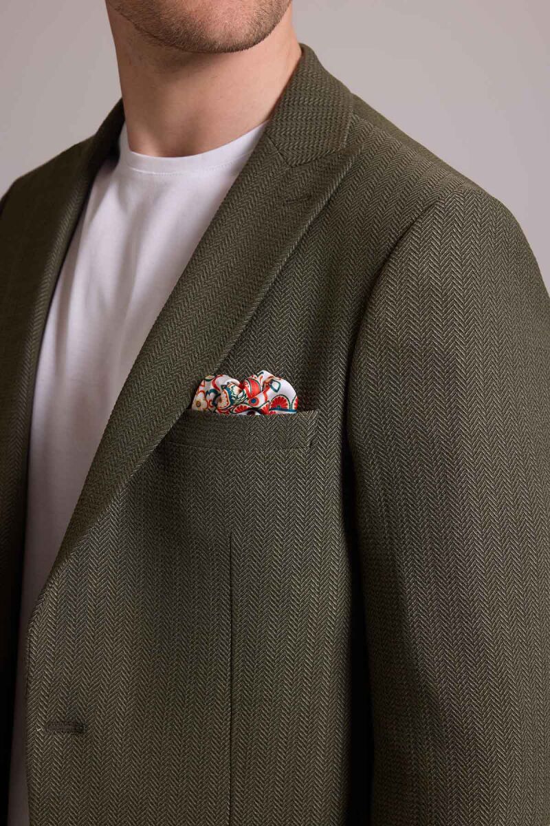 Erkek Yeşil Slim Fit Sivri Yaka Takım Elbise - 8