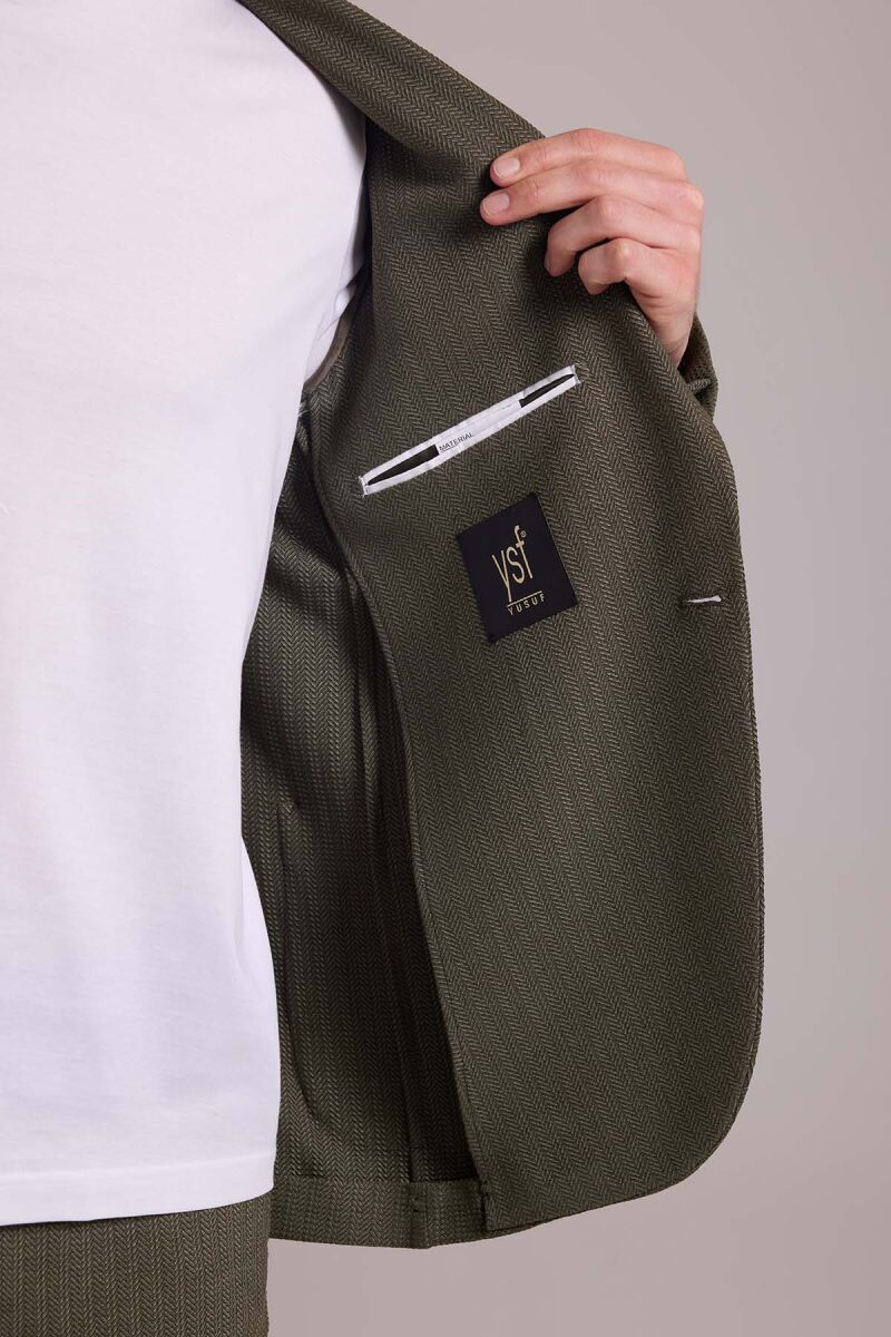 Erkek Yeşil Slim Fit Sivri Yaka Takım Elbise - 9