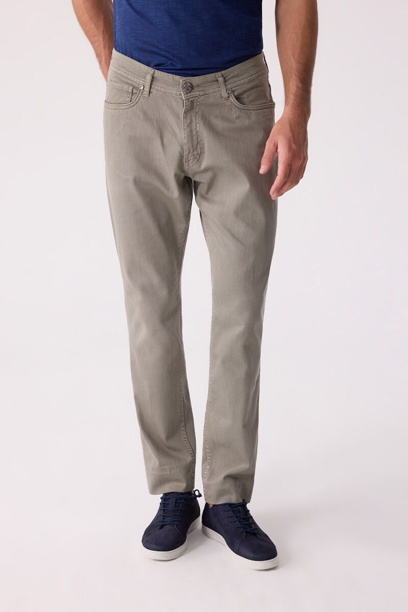 Erkek Yeşil Slim Fit Üst Cep Kanvas Pantolon - 1