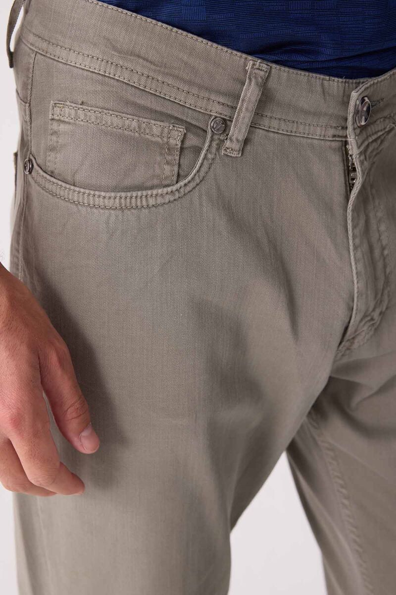 Erkek Yeşil Slim Fit Üst Cep Kanvas Pantolon - 7