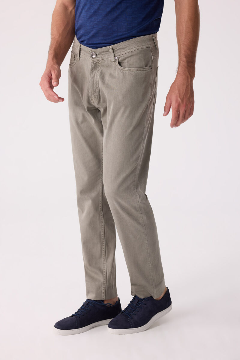 Erkek Yeşil Slim Fit Üst Cep Kanvas Pantolon - 5