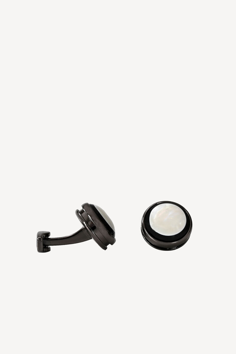 Erkek Beyaz Oval Zirkon Taşlı Kol Düğmesi - 2