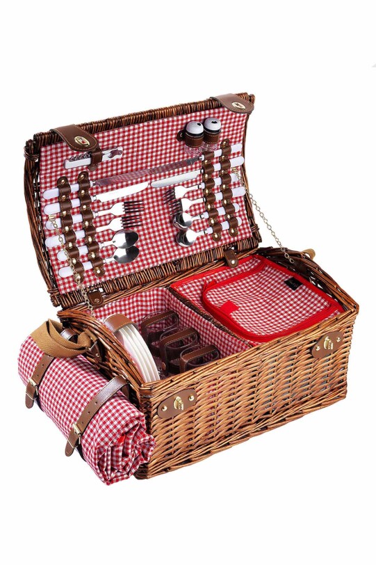 Picnic&co 4 Kişik Pötikare Desenli Piknik Sepeti - Picnic&Co