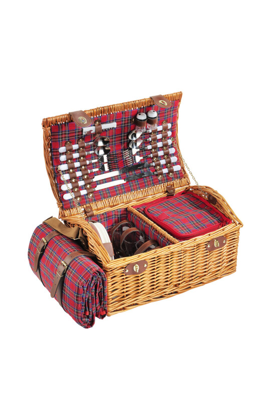 Picnic&co 4 Kişilik Ekose Desenli Piknik Sepeti - Picnic&Co