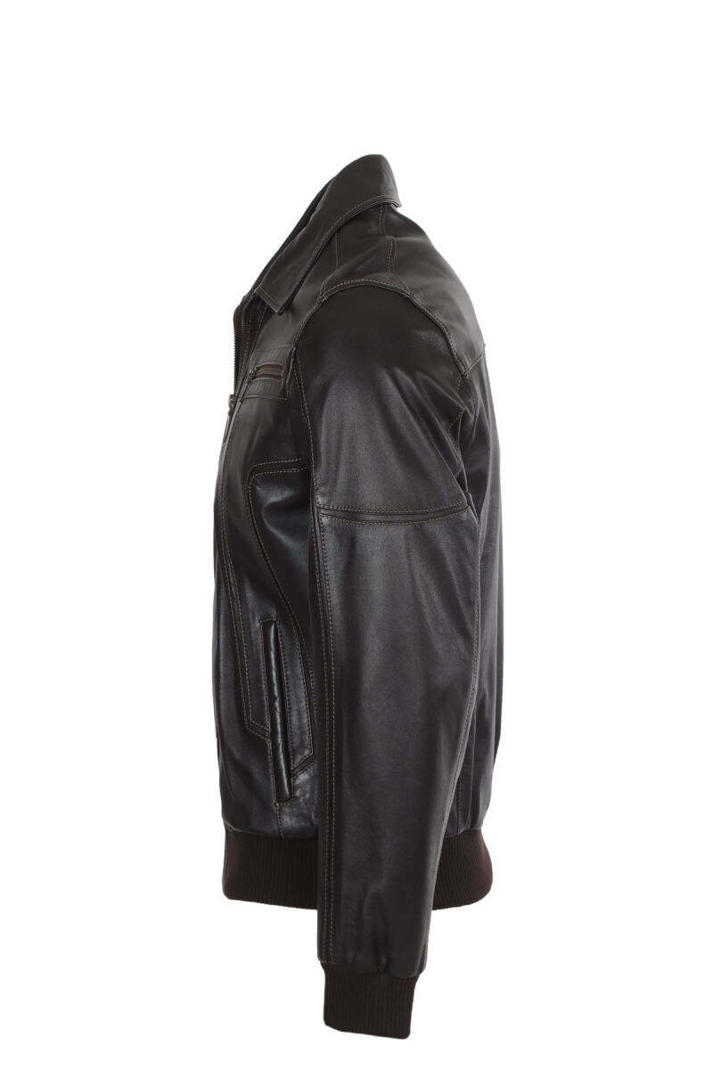 Erkek Kahverengi Regular Fit Spor Deri Mont - 2