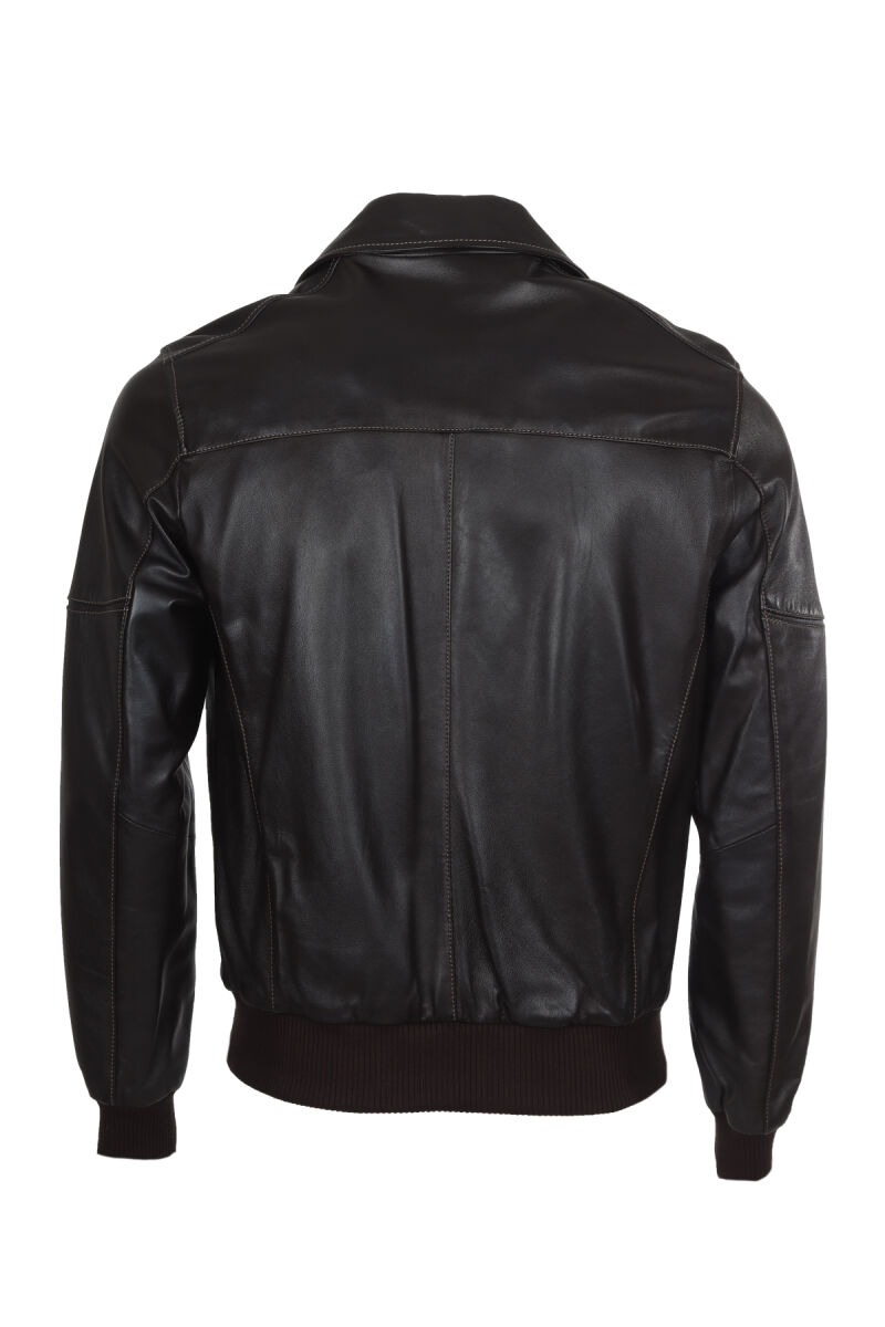 Erkek Kahverengi Regular Fit Spor Deri Mont - 3