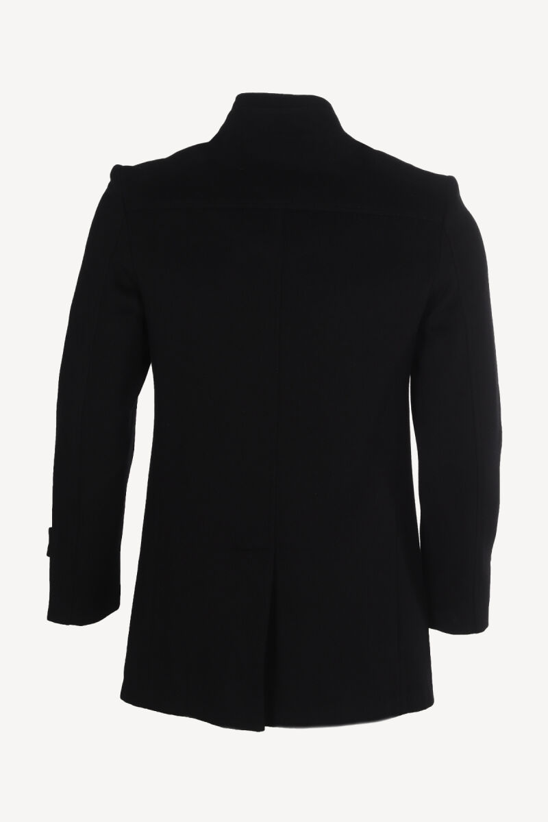 Erkek Siyah Dik Yaka Regular Fit Palto - 7