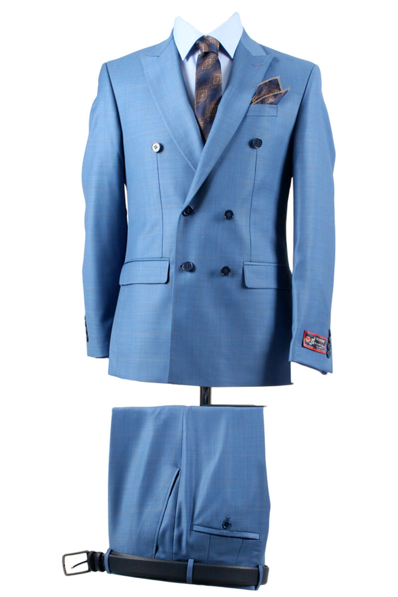 Erkek Lacivert Regular Fit Kruvaze Takım Elbise - 1