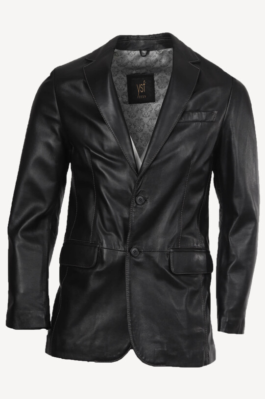Erkek Siyah Regular Fit Spor Deri Ceket
